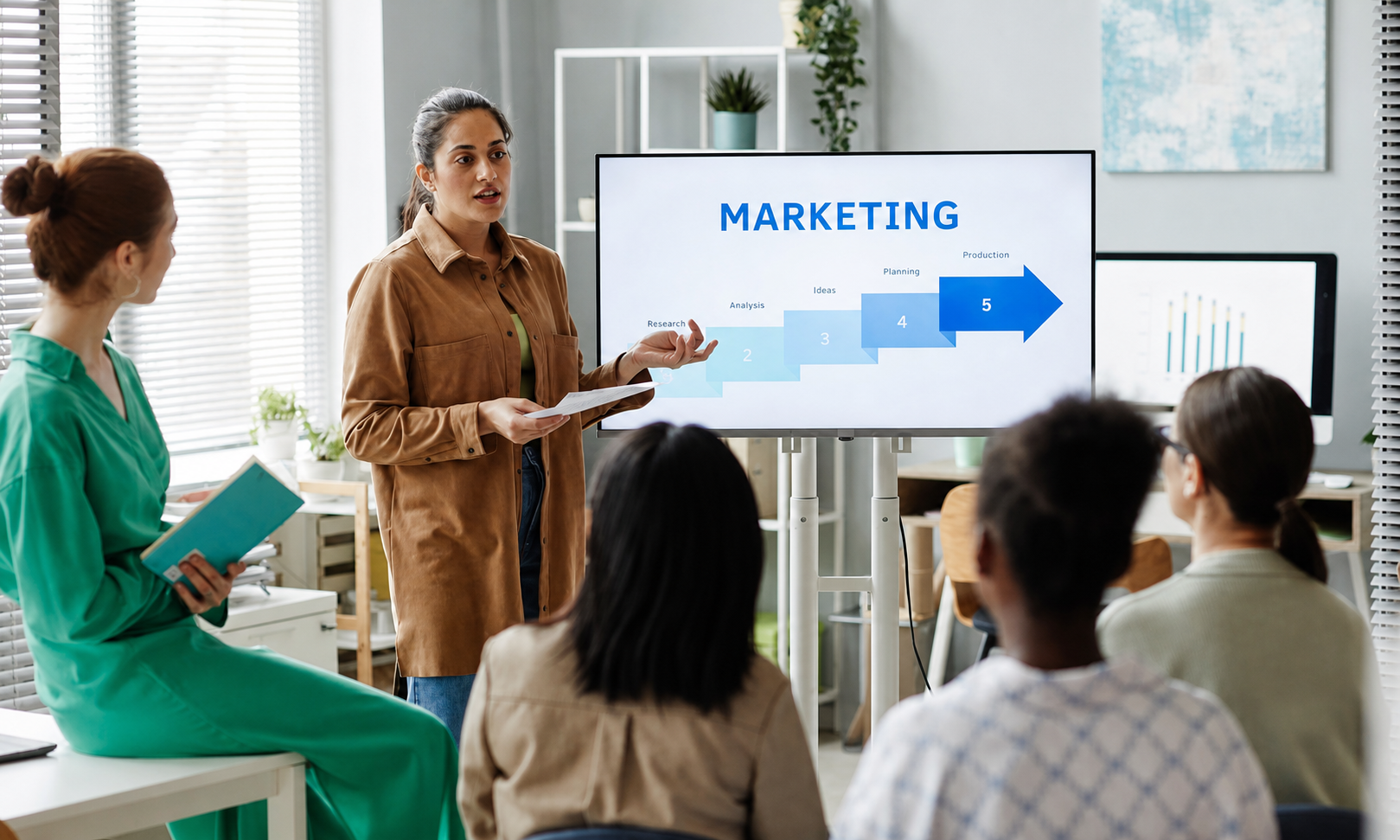 Marketing specialists reviewing campaign performance